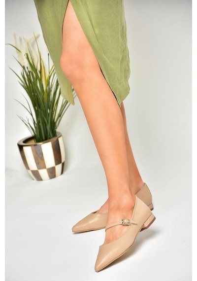 Fox Shoes U725512209 Ten Sivri Burunlu Kadın Babet Ten-suni Deri Ten Rengi
