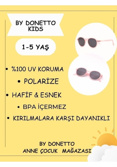 Yeni-unisex 1-5 Yaş Polarize Pembe Çocuk Güneş Gözlüğü Pembe