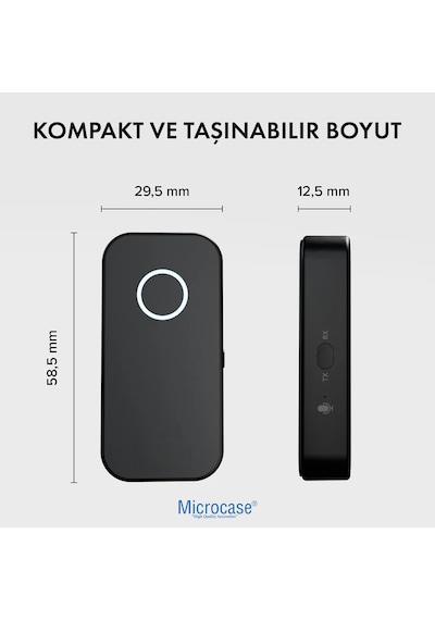 Microcase Ses Alıcı Verici Bluetooth Dönüştürücü 5.4 2 Si 1 Arada Aux Adaptör, Usb-c Şarj,araç & Ev Hoparlör İçin Kablosuz Müzik Adaptörü - Al5781