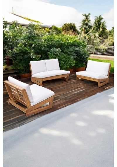 Conforlove Bahçe Balkon Masif Kestane Ahşap Koltuk Takımı 2+1+1