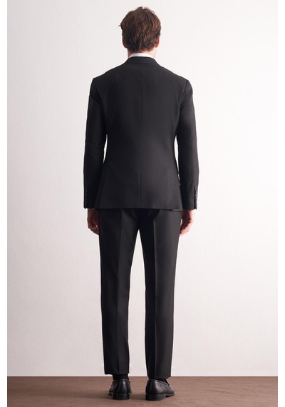 İmza Siyah Kırlangıç Yaka Çizgili Desen Slim Fit 6 Drop Takım Elbise 1001255166 Siyah