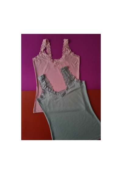 Demirsa Boutique Dantel Detaylı Modal Kumaş Askılı Yeşil Ve Pudra 2'li Kadın Atlet Yeşil-pembe1 Demirsa Boutique Dantel Detaylı Modal Kumaş Askılı Yeşil Ve Pudra 2'li Kadın Atlet Yeşil-pembe1