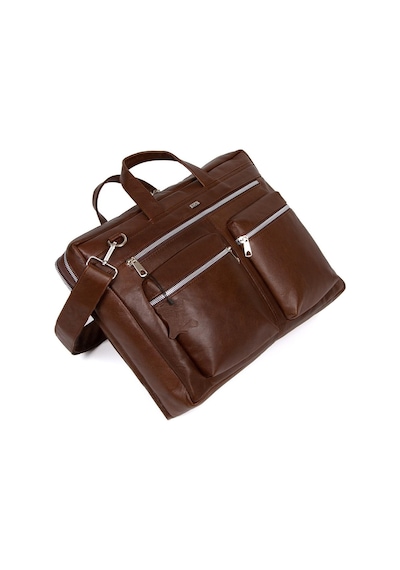 Newish Polo 15.6'' Hakiki Deri Bilgisayar Laptop Çantası Kahverengi