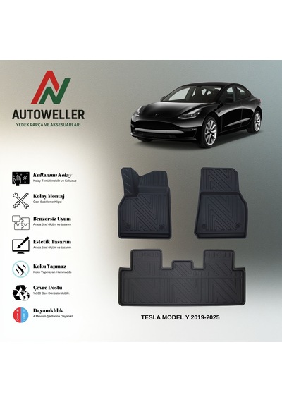 Tesla Model Y 2019-2024 Uyumlu Havuzlu Oto Paspas