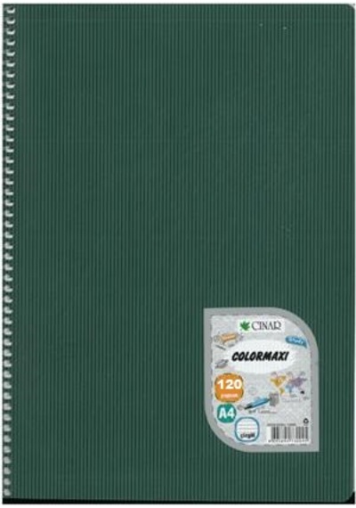 Çınar Spiralli Defter Plastik Kapak 120 Yp A4 Çizgili Mavi