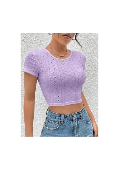 Hımmelduf Lila Belden Bağlamalı Kısa Kollu Crop Bluz LİLA