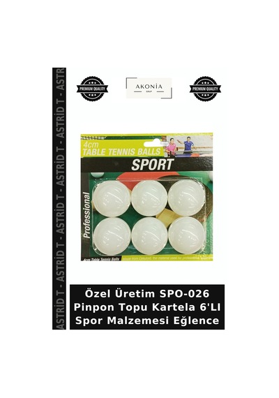 Özel Üretim Spo-026 Pinpon Topu Kartela 6'lı Spor Malzemesi Eğlence