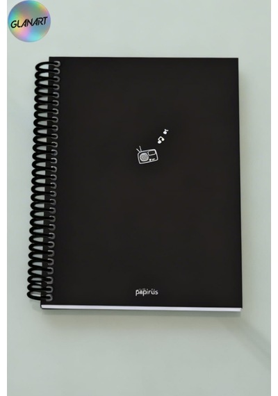 Spiralli 100 Yaprak Çizgili Orta Boy Sert Kapak Defter Kraft Kağıt 16x23 Cm Dışı Siyah