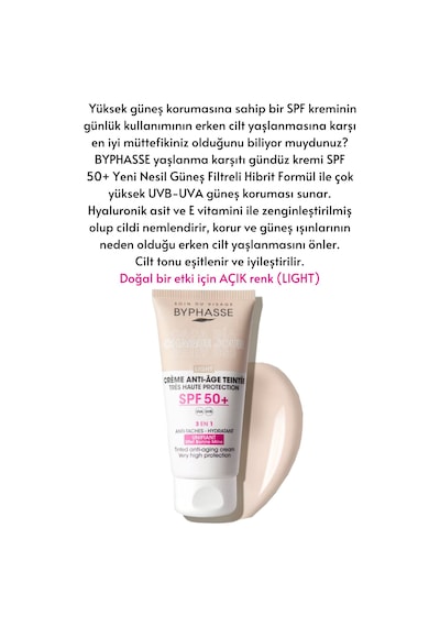 Byphasse  3'ü 1 Arada Renkli Güneş Kremi Light SPF50+ 50 ML