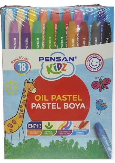 Pensan Kidz Karton Kutulu Pastel Boya 18 Renk Set Çok Renkli