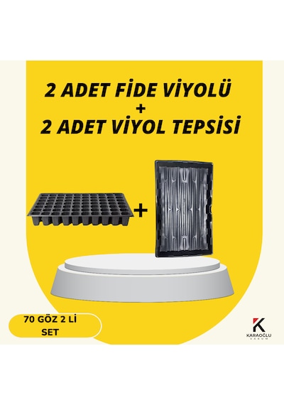 2 Adet Fide Viyolü + 2 Adet Viyol Tepsisi Set Fidelik Fide Yetiştirme Seti Seçimli 70 Göz Kare