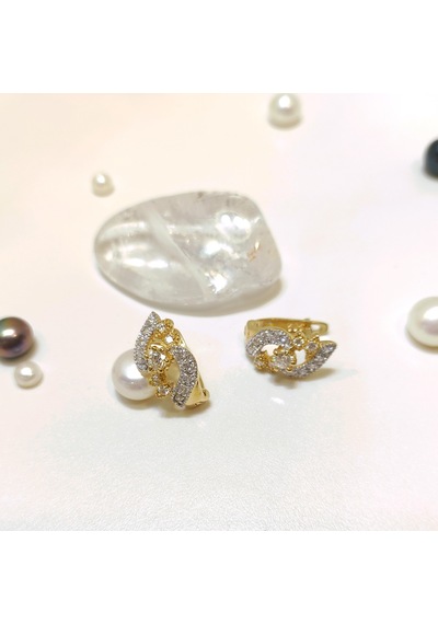 15mm Taşlı Küpe 14 Ayar Altın