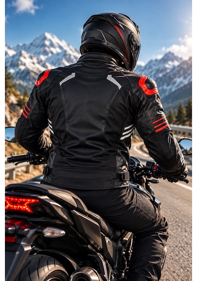 Yyk Forte Gt Deri Wınd Pro Motosiklet Montu Siyah Kırmızı - Mat Siyah
