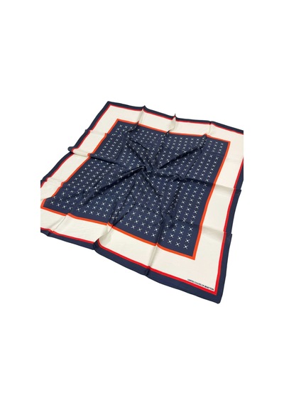 Benetton Desenli Siena Eşarp - 1001 - Krem Lacivert Krem - Lacivert