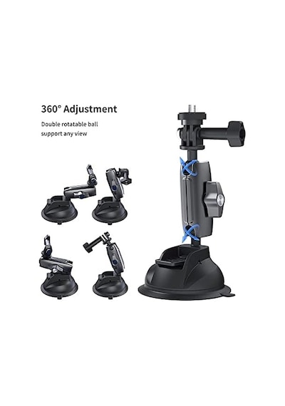 Telesın Alüminyum Alaşımlı Araç Vantuz Montajı, Hero 13 12 11 10 9 8 Djı Osmo Action 5 Pro 4 3 Insta 360 X5 X4 İphone Mobil Telefon Kameraları İçin, Telefon Tutacılı Araç Ön Cam Montajı