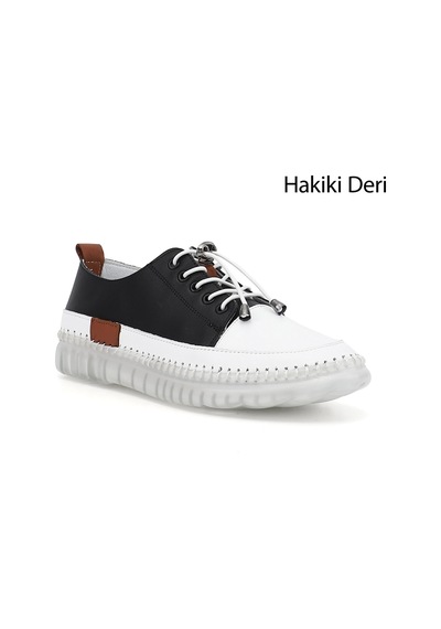 Diğer Kadın Siyah Bağcıklı Hakiki Deri Sneaker Ddza80742321 Siyah