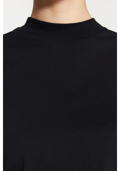 Fiolin Kadın Siyah Basic Örme T-shirt