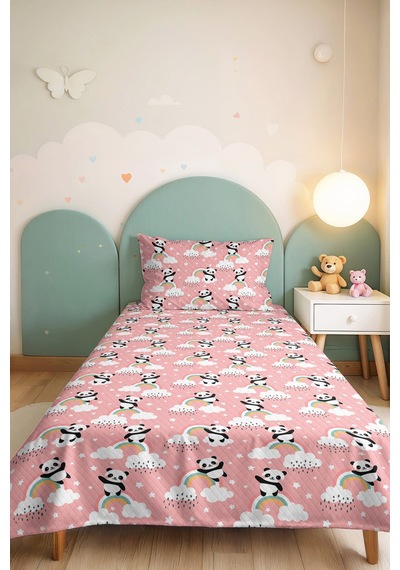 Evimde Bambaşka Panda Gökkuşağı Pembe Kız Çocuk Pike Takımı-pastel Bulut Beyaz Bebek Odası Yatak Örtüsü-160x220 CM Evimde Bambaşka Panda Gökkuşağı Pembe Kız Çocuk Pike Takımı-pastel Bulut Beyaz Bebek Odası Yatak Örtüsü-160x220 CM