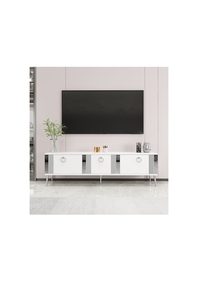 Lunar 150 Cm Tv Ünitesi Tv Sehpası Beyaz-gümüş Beyaz-gümüş