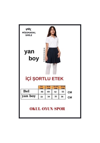 Kız Çocuk Okul Etek Lacivert Yüksek Bel Içi Sabit Şortlu Okul-oyun-spor-ekinlik Eteği Lacivert