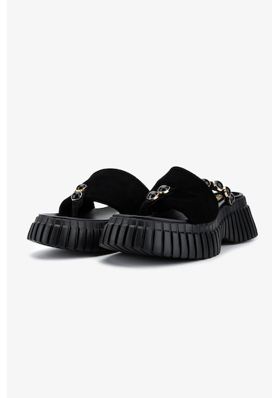 Valmenti Kadın Hakiki Deri Siyah Süet Düz Terlik 1141 773 Bn Trlk Y26 Black Suede