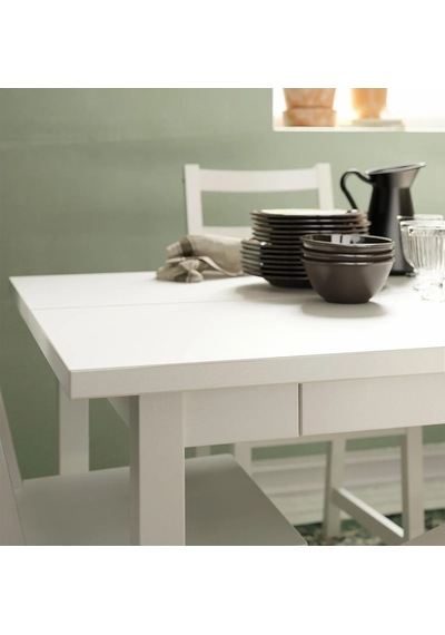 Ikea Beyaz Geniş Yemek Masası - Açılır Yemek Masası