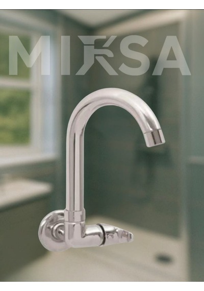 Duvardan Tek Su Çıkışlı Pipo Baston Borulu Lavabo-eviye Bataryası Çeşmesi Musluğu Krom