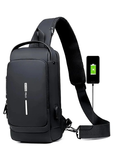 Yng Motosiklet Bisiklet Scooter Unisex Siyah Usb Kablo Yeri Çıkışlı Kilitli Suya Dayanıklı Çapraz Göğüs Omuz Çantası