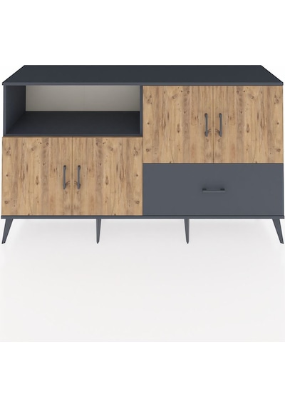 Hyperion Konsol 4 Raflı Tek Çekmeceli 4 Kapaklı 176x44x99 Antrasi Antrasit-çam/antrasit