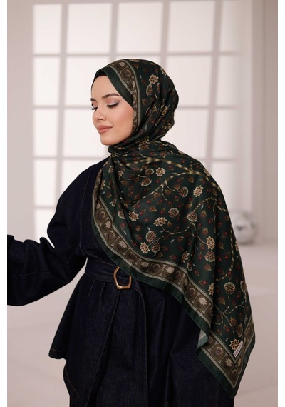 Mimiyum Alya Desen Soft Şal Çimen Kahve Çok Renkli