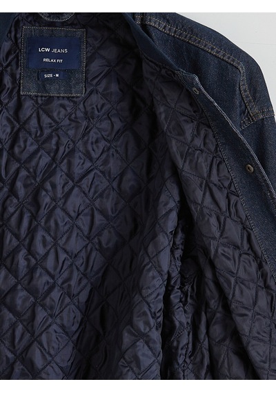 Lcw Jeans İndigo Rahat Kalıp Kolej Yaka Erkek Bomber Jean Ceket