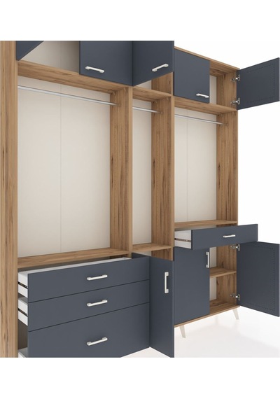 Arges Dolap 8 Raflı 4 Çekmeceli 3 Askılı 220x30x243 Çam-antrasit/antrasit Antrasıt/antrasıt Arges Dolap 8 Raflı 4 Çekmeceli 3 Askılı 220x30x243 Çam-antrasit/antrasit Antrasıt/antrasıt