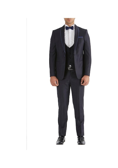 Efor Black 037 Slim Fit Çıkarılabilir Saten Yaka Lacivert Damatlık Smokin Takım Lacivert