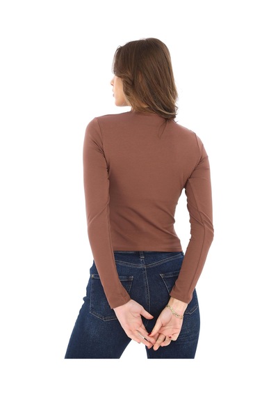 Likralı Pamuk Tişört-slim Fit -açık Kahve Açık Kahve