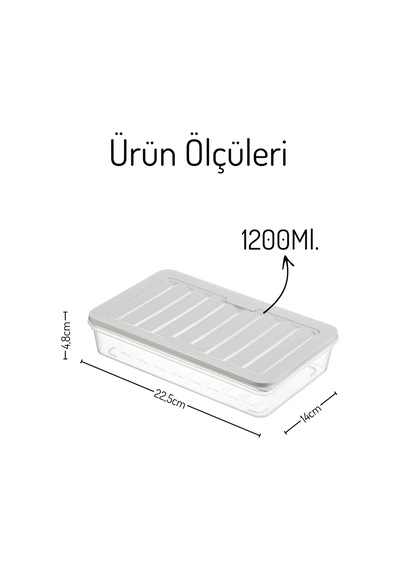 4 Adet 1200ml. Freshbox Saklama Kabı Seti - Mikrodalga Ve Difrize Uyumlu Gri