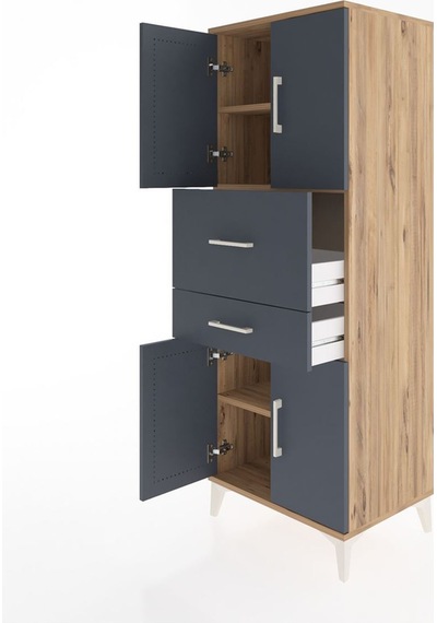 Hyperion Dolap 3 Raflı 2 Çekmeceli 4 Kapaklı 60x44x163 Çam-an... Çam