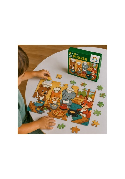 Aşçılık Okulu Mini Puzzle 40 Parça 3-7 Yaş Eğitici Çocuk Puzzle Yapboz
