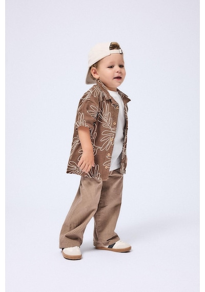 Defacto Baggy Fit Beli Lastikli Cepli Düz Paça Kareli Pantolon Erkek Bebek I1370a526aubn560 Kahve-bn560
