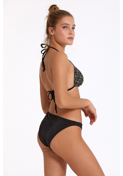 Argento Kadın Siyah Push-up Dolgulu Kaplı Boyundan Bağlamalı Üçgen Bikini Takımı Siyah