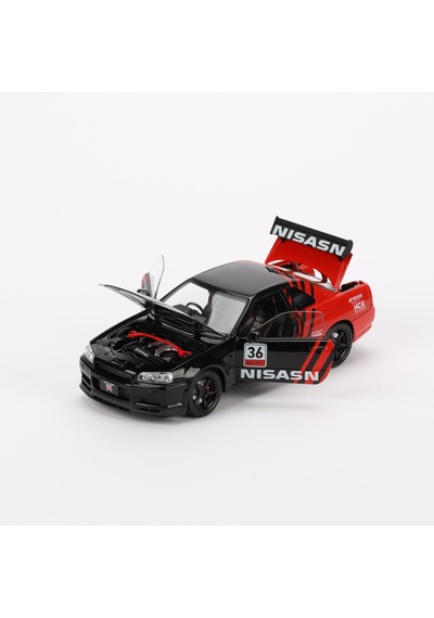1:24 Ölçek Sesli Işıklı 4 Kapısı Kaput Ve Bagajı Açılan Stantlı Model Araç Gtr Siyah Kırmızı