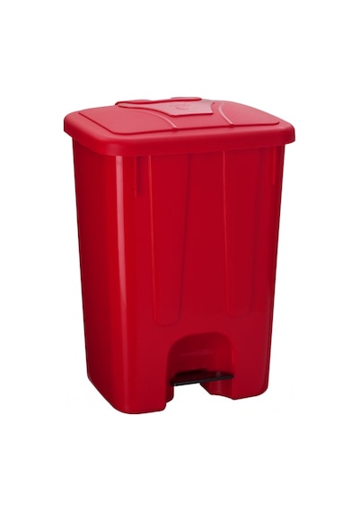 Pedalli Plastik 65 Litre Çöp Kovası Kırmızı