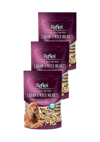 Semi Moist Kuzulu Ve Pirinçli Küçük Kalp Köpek Ödül Maması 150 Gr Üçlü Paket