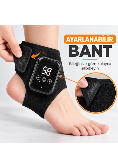 Valkyrie Isıtmalı Titreşimli Ayak Bileği Masaj Aleti Şarjlı 3 Isı 3 Titreşim Modlu Dijital Siyah