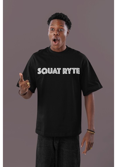 Squat Better Squat Ryte Sırt Baskılı Unisex Oversize Fitness Body Siyah