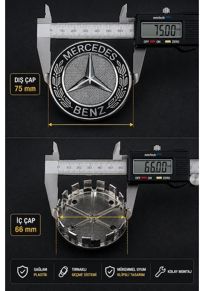 Mercedes Jant Göbeği Göbek Kapağı 4 Adet Jant Orta Kapak