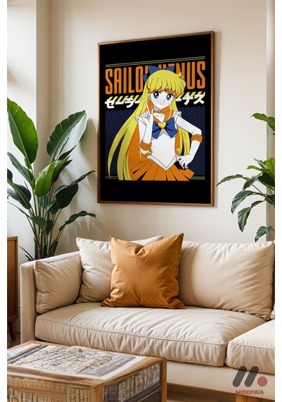 Sailor Moon Venus Poster, Ahşap Çerçeveli Duvar Tablosu - Anime Severlere Özel Hediye
