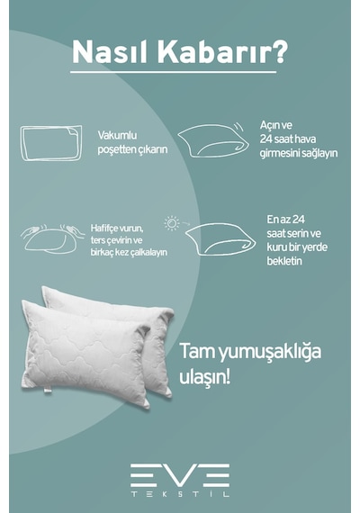 Eve Tekstil 8 Adet Diamant Plus Kılıflı Fermuarlı Yıkanabilir Antialerjik Silikon Elyaf Yastık 50x70cm 800 Gr Beyaz