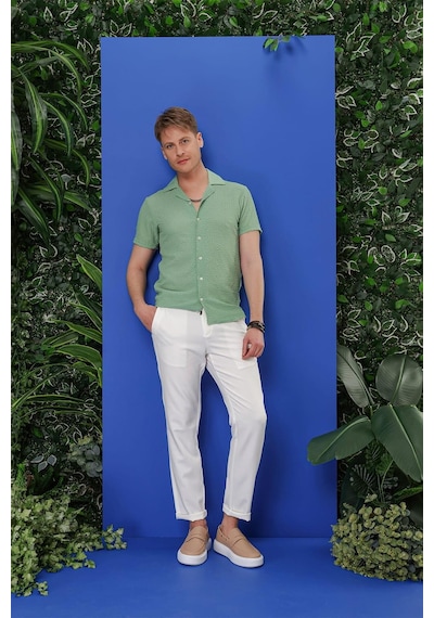 Efor G 1536 Slim Fit Yeşil Klasik Gömlek Yeşil