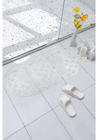 Premium Serisi Banyo - Küvet İçi Kaydırmaz Vantuzlu Ayak Desenli Paspas 66,5 X 36,5 Cm, Beyaz Diğer