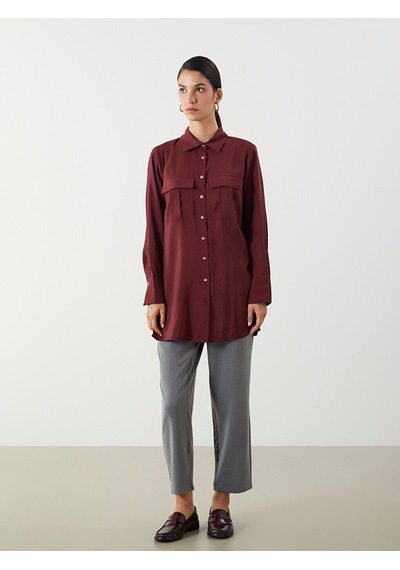 Lcw Modest Bordo Modal Karışımlı Kadın Gömlek Tunik